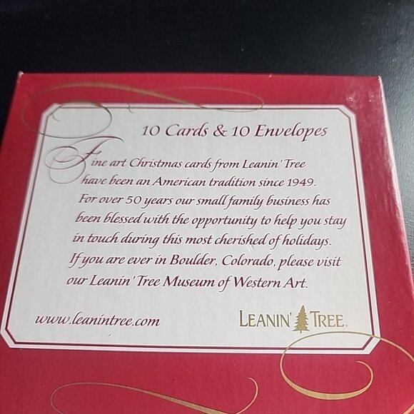 Lean'in Tree Christmas Cards poinsettia 10 With Envelopes boxed - Picture 4 of 5